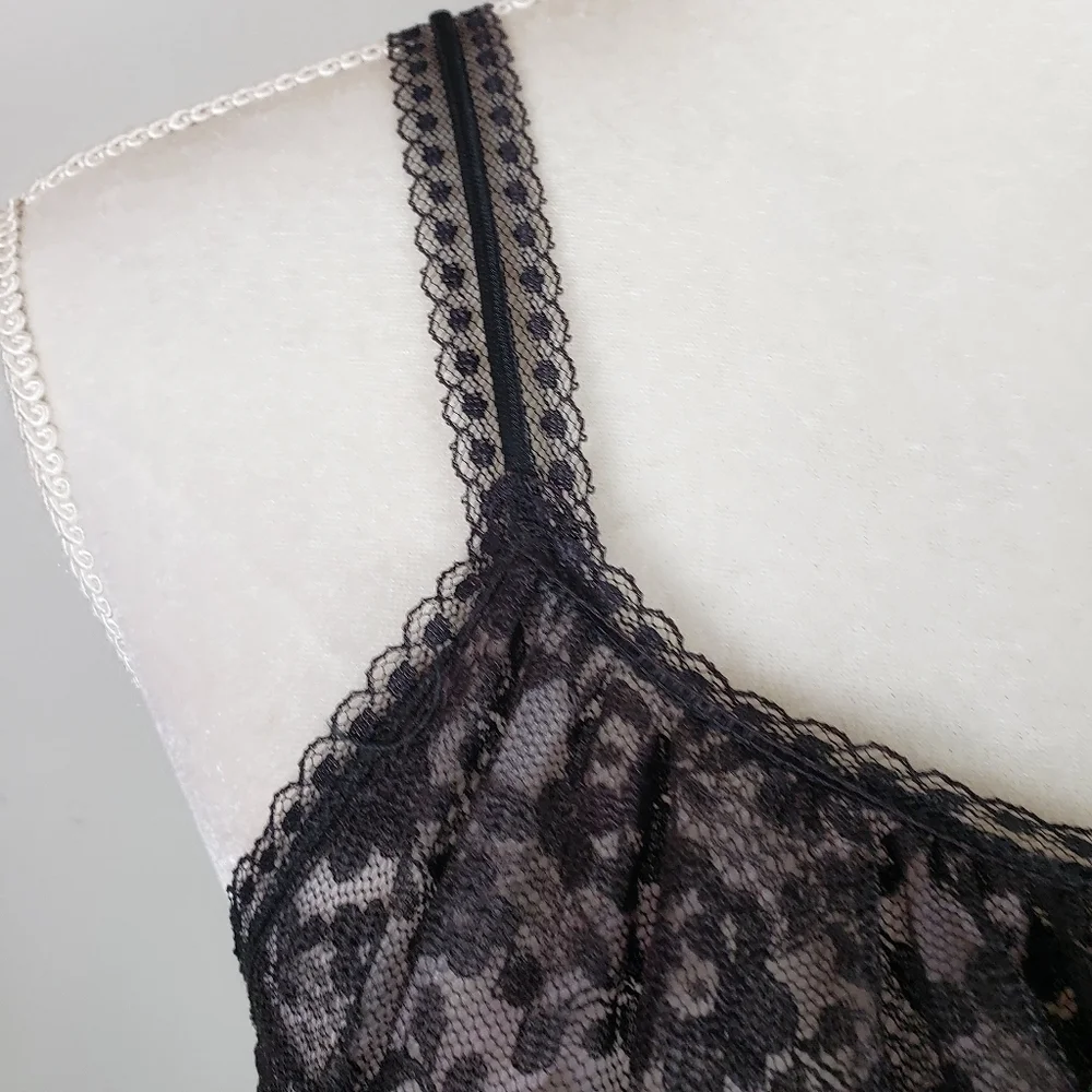 Vintage Van Roalte Radcliffe Lace Negligee Set Nightie and Robe S Black EUC - Picture 10 of 16